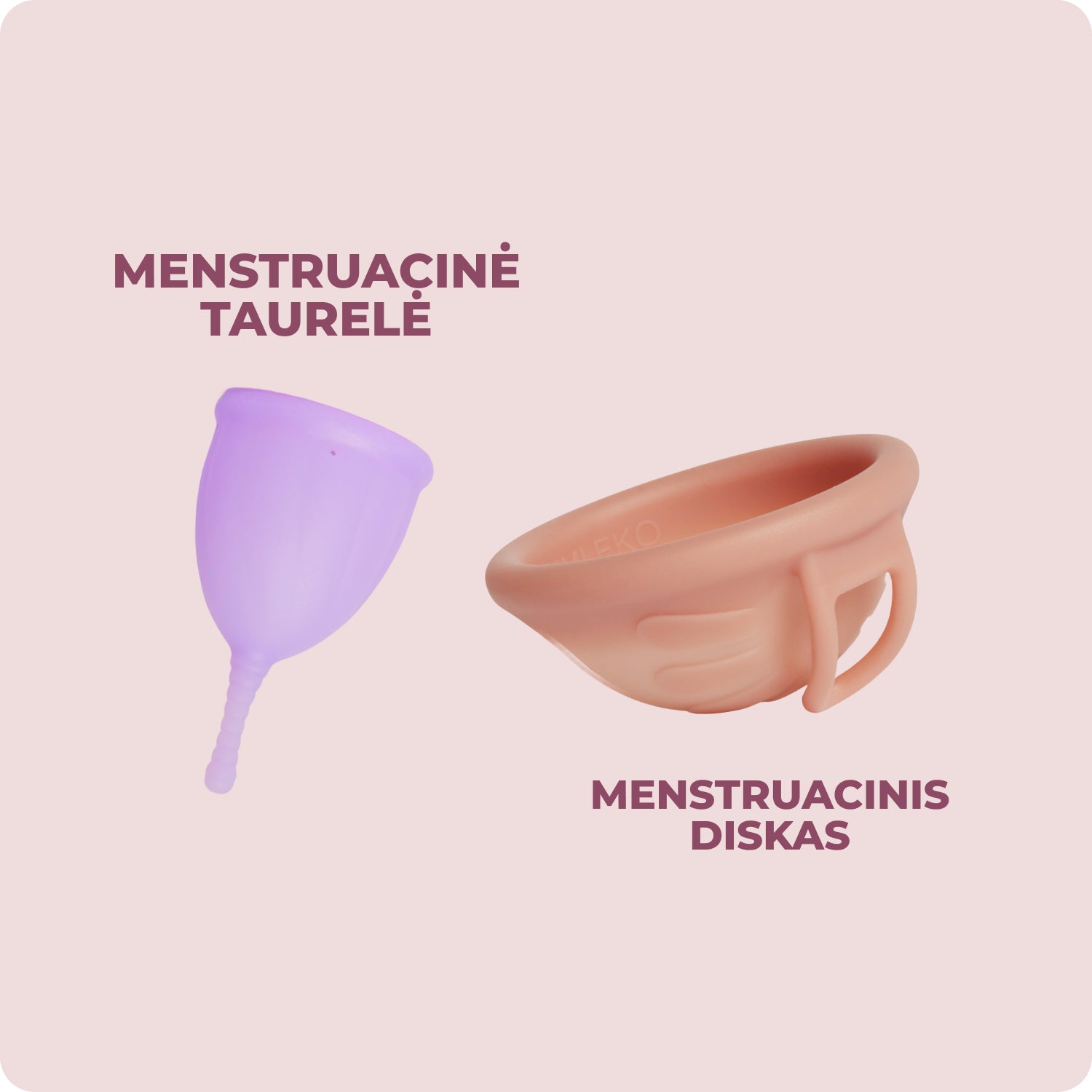 Menstruacinės taurelės bei menstruacinio disko nuotraukos