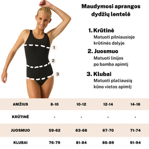 🩸🩸MODIBODI - Maudymosi kostiumėlis mergaitėms Racerback One Piece (vidutiniam kraujavimui / juodos spalvos)