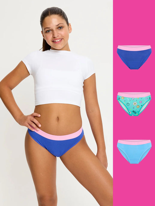 🩸🩸MODIBODI Rinkinys mergaitėms SmileyWorld® I Modibodi Hipster Bikini Holiday